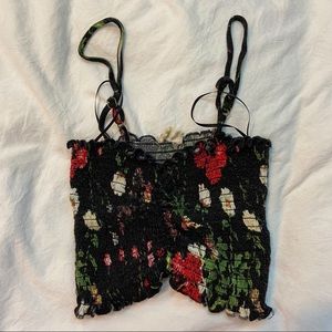 Black floral tank top
